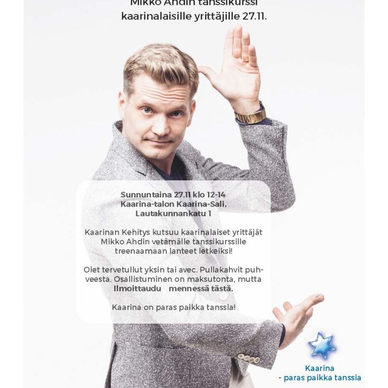Kutsu Mikko Ahdin tanssikursiille 27.11.2022